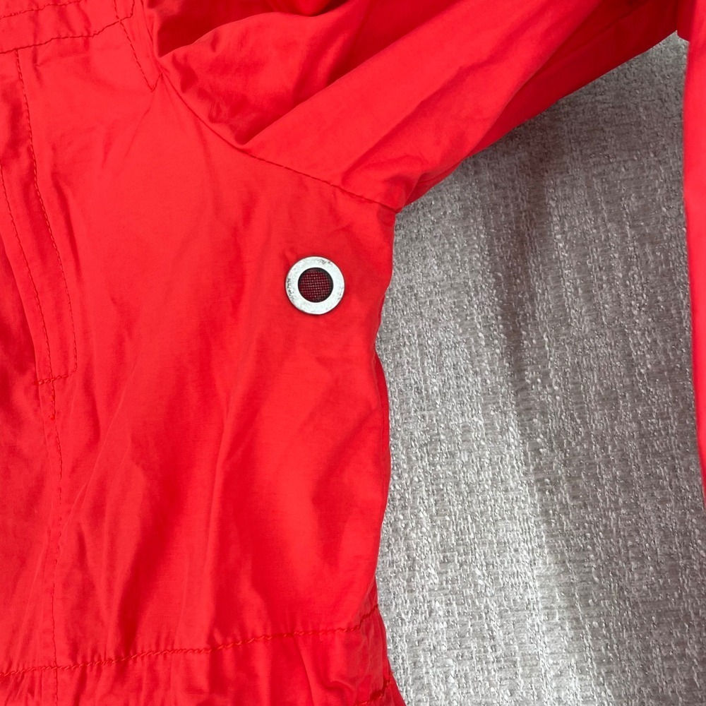 Eileen Fisher Hooded Anorak Parka Jacket M Red Cotton Blend Zip Snap Utility - Picture 4 of 13